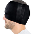 Bonnet en gel Cocon Détente noir porté sur la tête, vue de profil